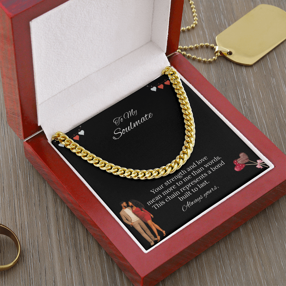 Africa American - To My Soulmate Cuban Link Chain (Stainless Steel and Yellow Gold)