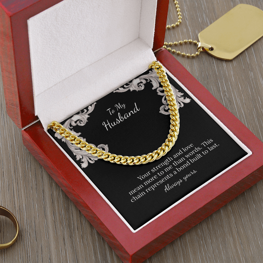 To My Husband Cuban Link Chain (Stainless Steel and Yellow Gold)