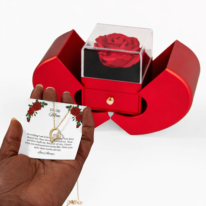 For My Mom Forever Love Necklace in Luxury Red Heart Rose Box
