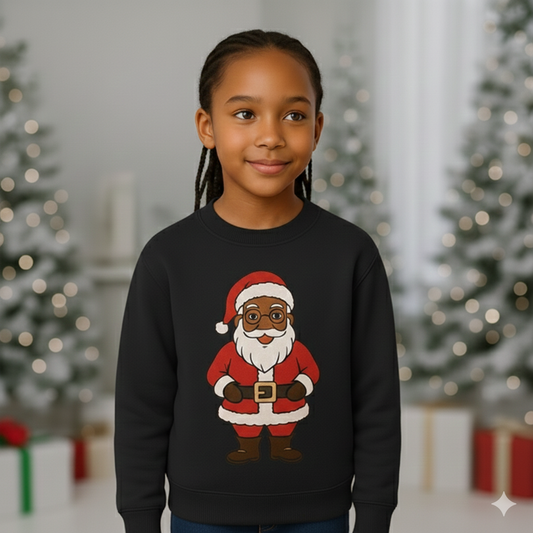Black Santa Unisex Christmas Sweatshirt for Entire Family  - Youth