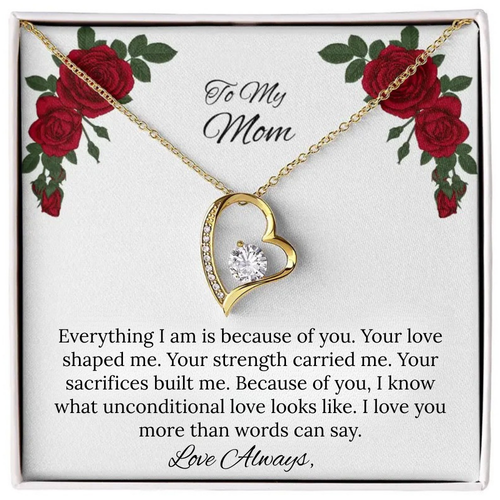 For My Mom Forever Love Necklace in Luxury Red Heart Rose Box