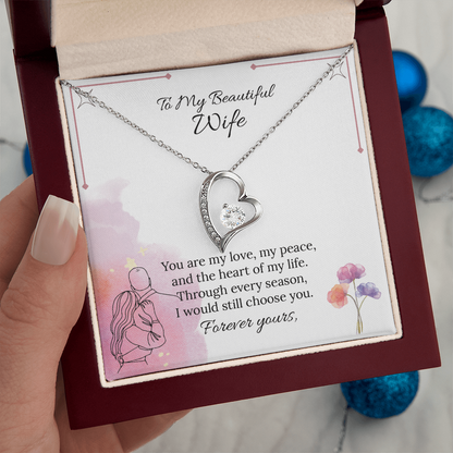 To My Wife Forever Love Necklace in Luxury or Standard Black & White Box