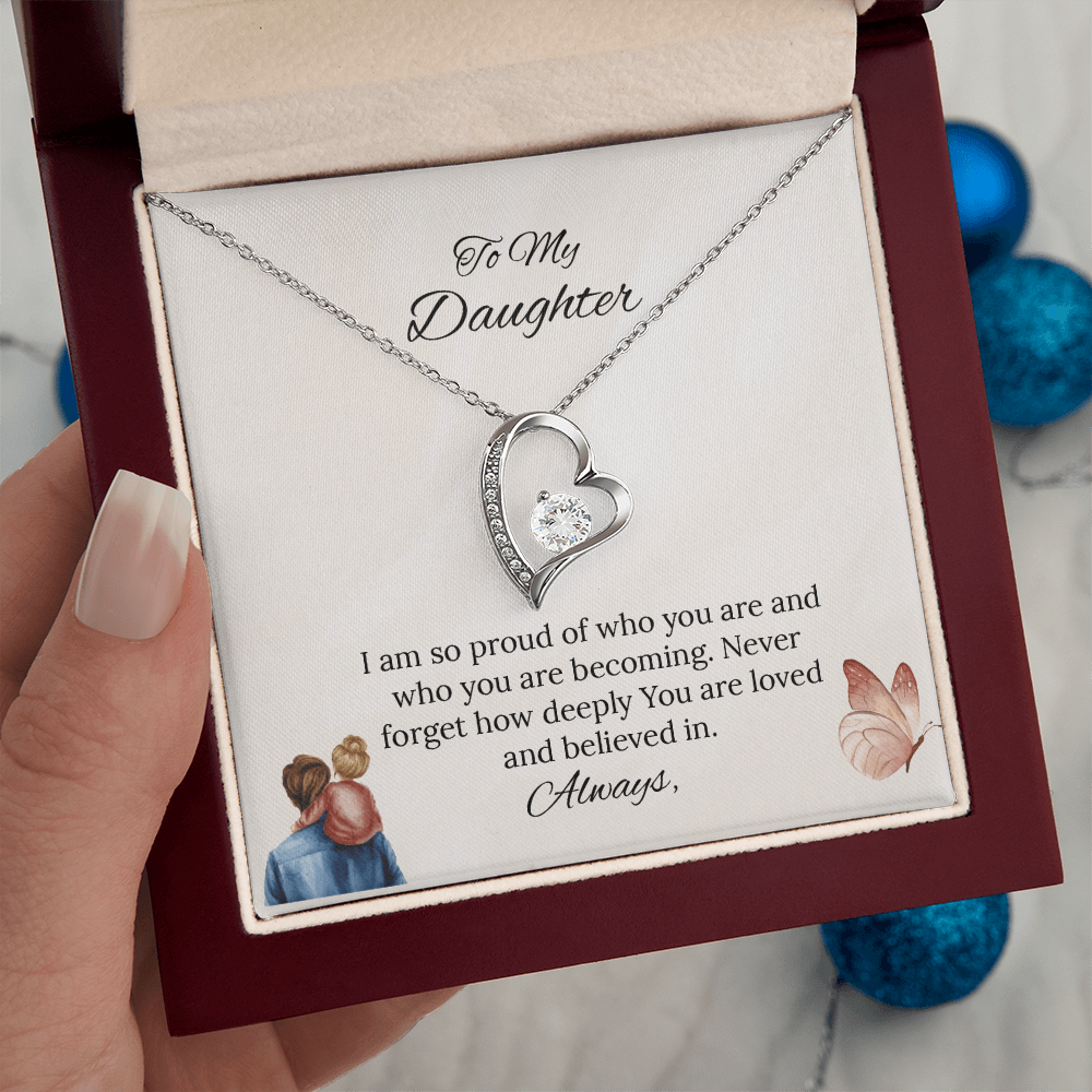 Father-Daughter - To My Daughter Forever Love Necklace in Luxury and Black & White Standard Box