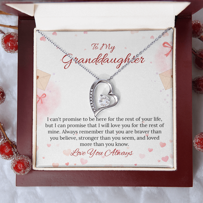 To My Granddaughter Forever Love Necklace in Luxury and Black & White Standard Box