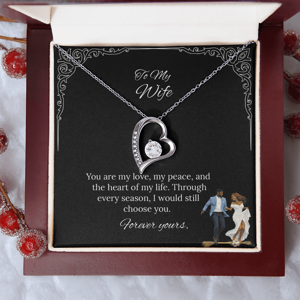 African American - To My Wife Forever Love Necklace in Luxury or Standard Black & White Box