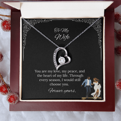 African American - To My Wife Forever Love Necklace in Luxury or Standard Black & White Box