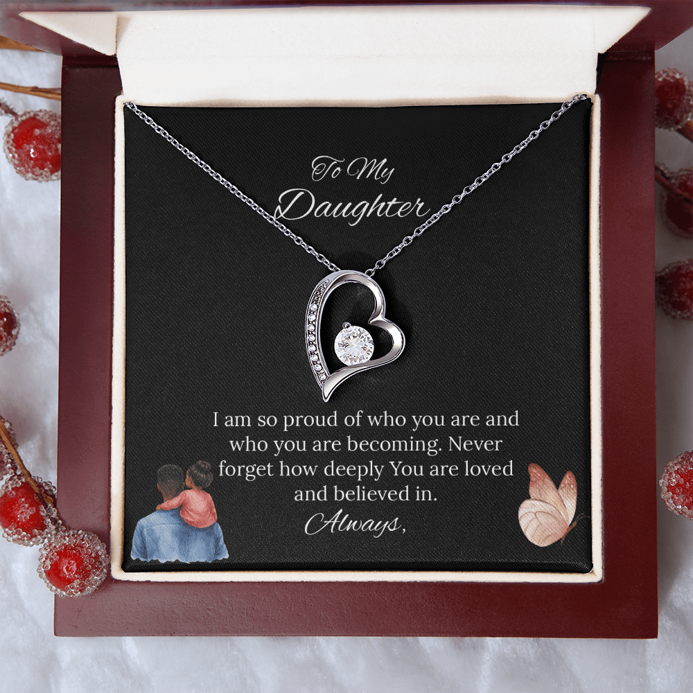 African American Father-Daughter - To My Daughter Forever Love Necklace in Luxury and Black & White Standard Box