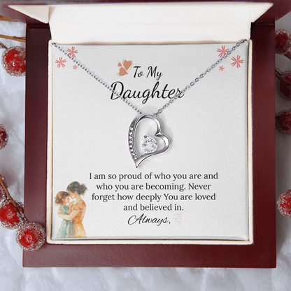 To My Daughter Forever Love Necklace in Luxury and Black & White Standard Box