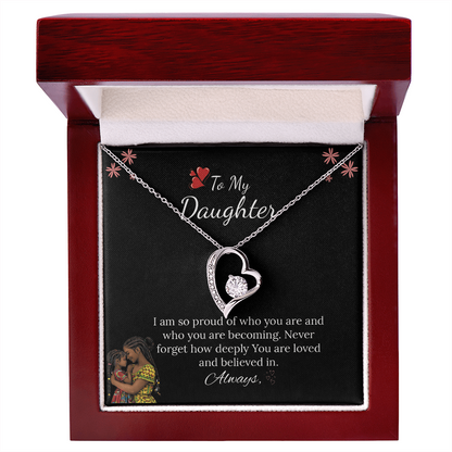 African American - To My Daughter Forever Love Necklace in Luxury and Black & White Standard Box