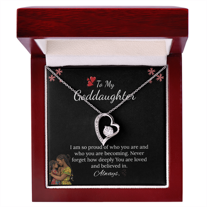 African American - For My Goddaughter Forever Love Necklace in Luxury and Black & White Standard Box