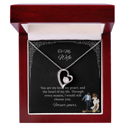 African American - To My Wife Forever Love Necklace in Luxury or Standard Black & White Box