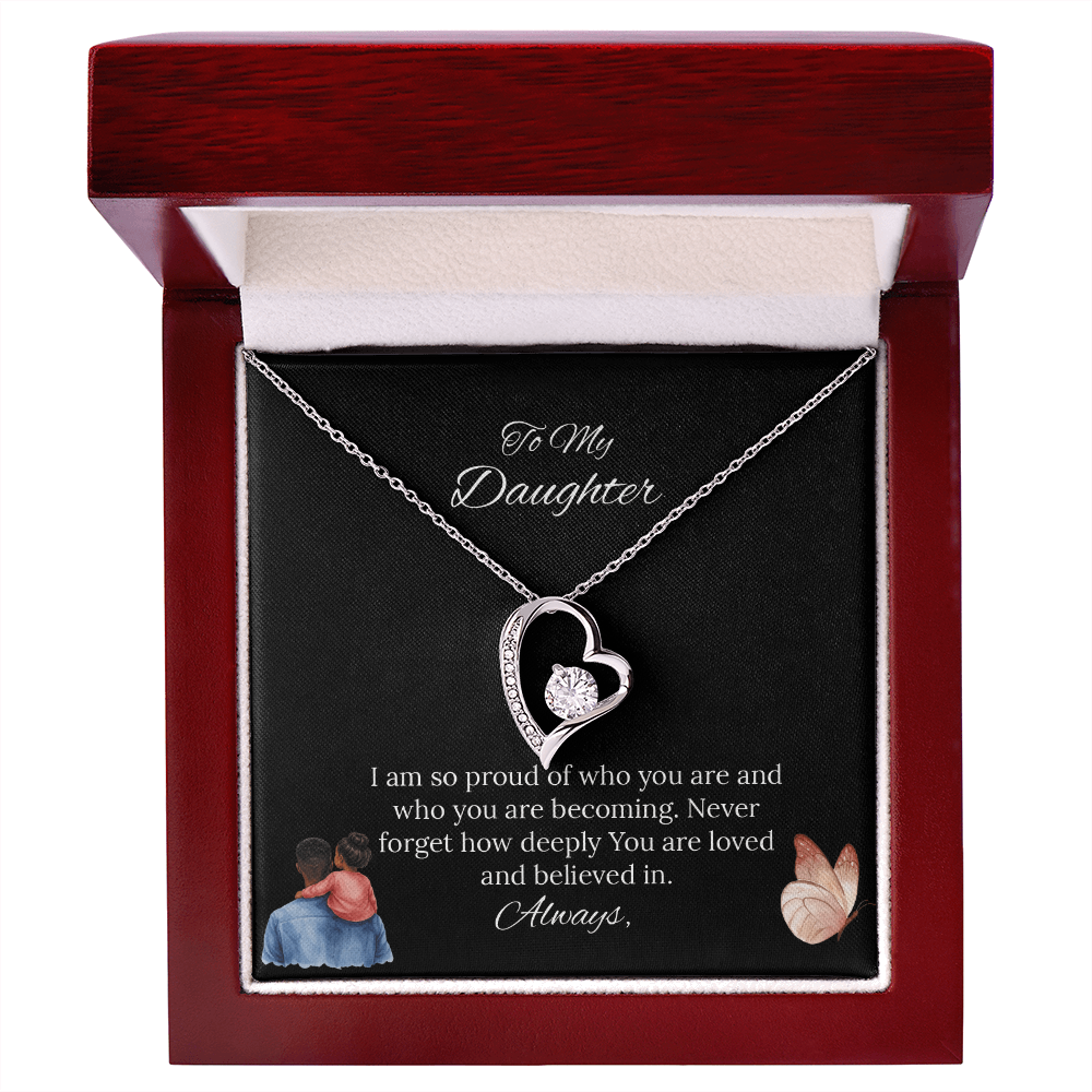 African American Father-Daughter - To My Daughter Forever Love Necklace in Luxury and Black & White Standard Box