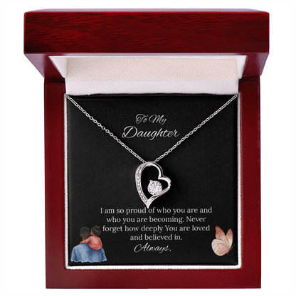 African American Father-Daughter - To My Daughter Forever Love Necklace in Luxury and Black & White Standard Box