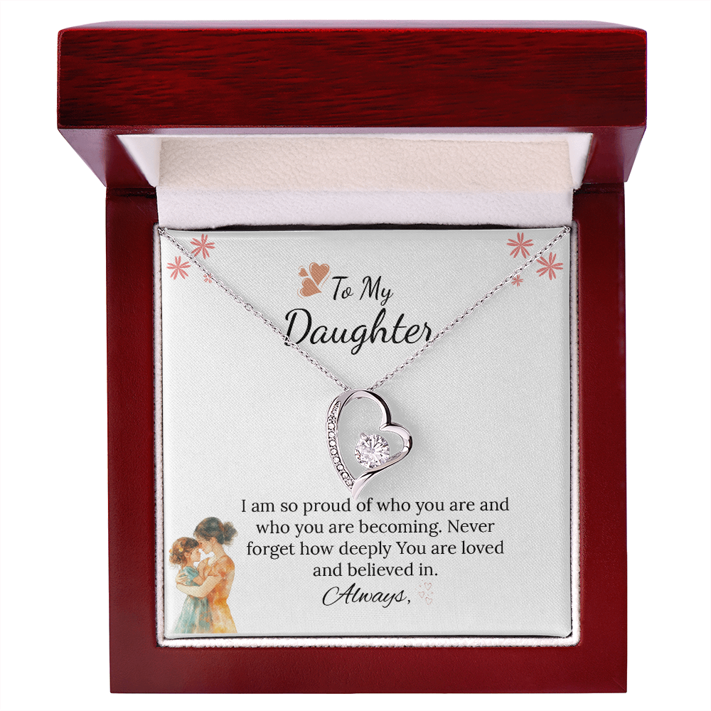 To My Daughter Forever Love Necklace in Luxury and Black & White Standard Box