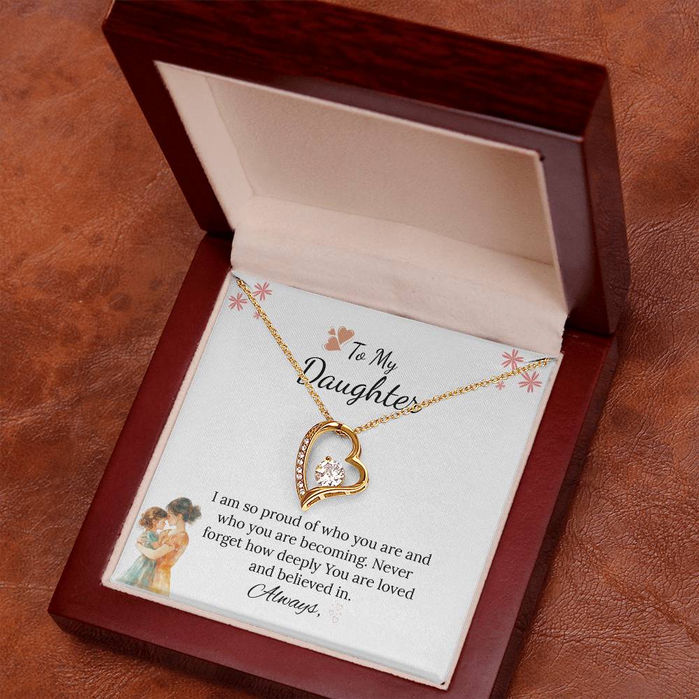 To My Daughter Forever Love Necklace in Luxury and Black & White Standard Box