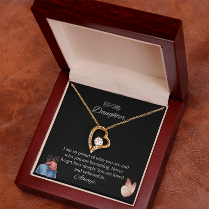 African American Father-Daughter - To My Daughter Forever Love Necklace in Luxury and Black & White Standard Box