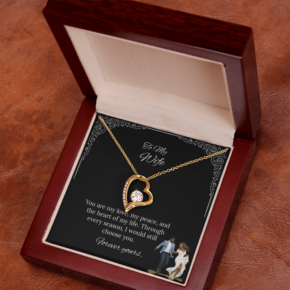 African American - To My Wife Forever Love Necklace in Luxury or Standard Black & White Box