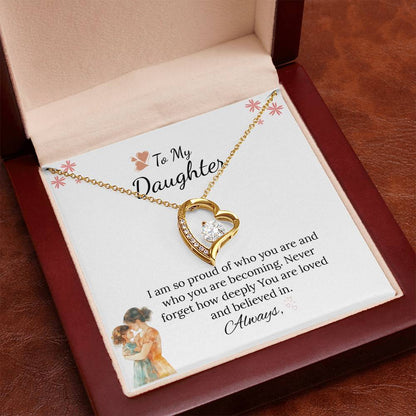 To My Daughter Forever Love Necklace in Luxury and Black & White Standard Box