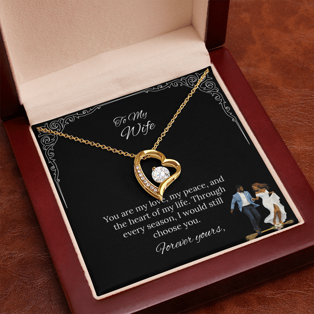 African American - To My Wife Forever Love Necklace in Luxury or Standard Black & White Box