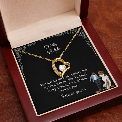 African American - To My Wife Forever Love Necklace in Luxury or Standard Black & White Box