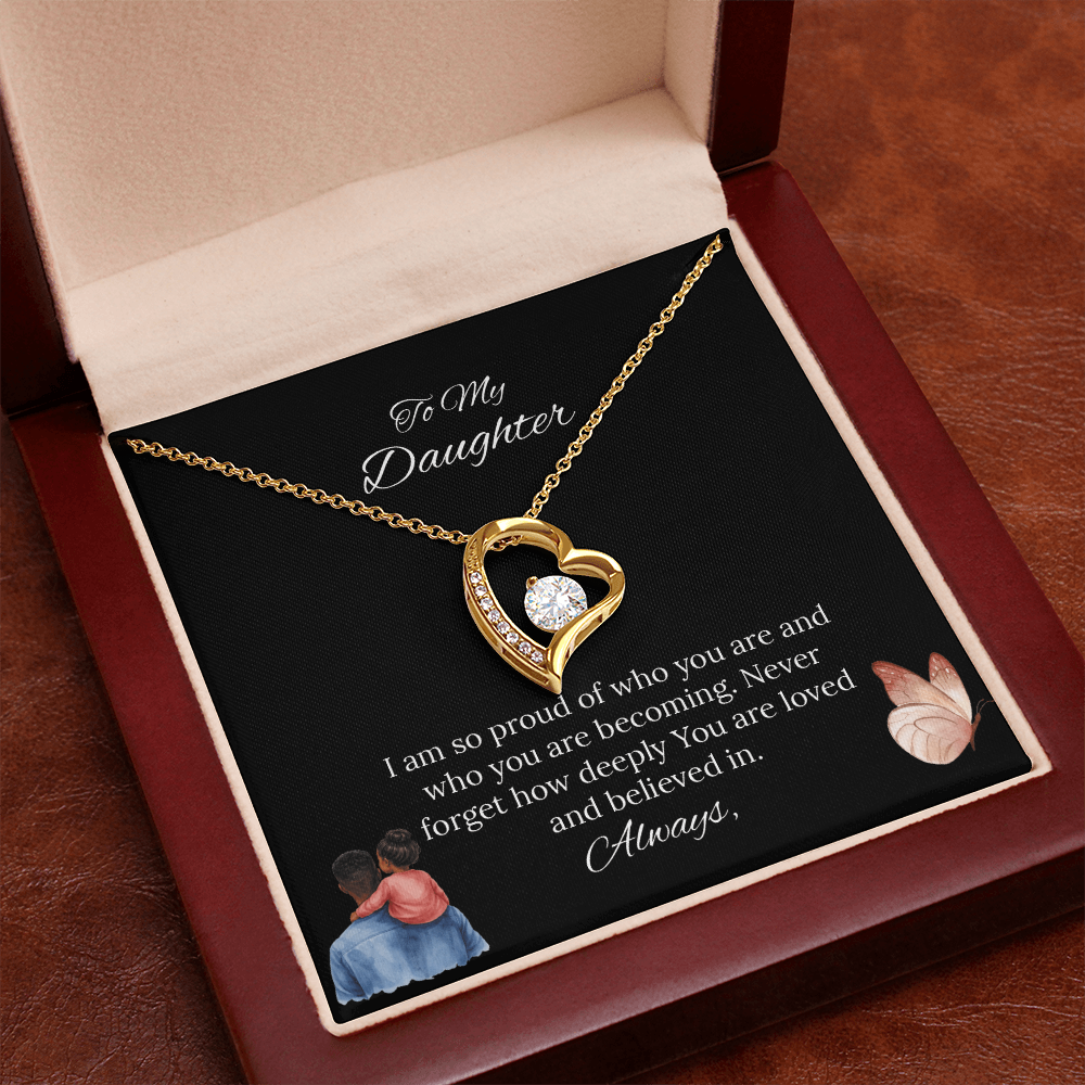 African American Father-Daughter - To My Daughter Forever Love Necklace in Luxury and Black & White Standard Box