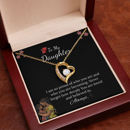 African American - To My Daughter Forever Love Necklace in Luxury and Black & White Standard Box
