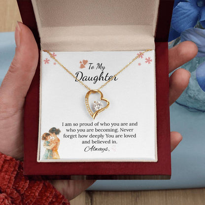 To My Daughter Forever Love Necklace in Luxury and Black & White Standard Box