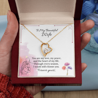 To My Wife Forever Love Necklace in Luxury or Standard Black & White Box