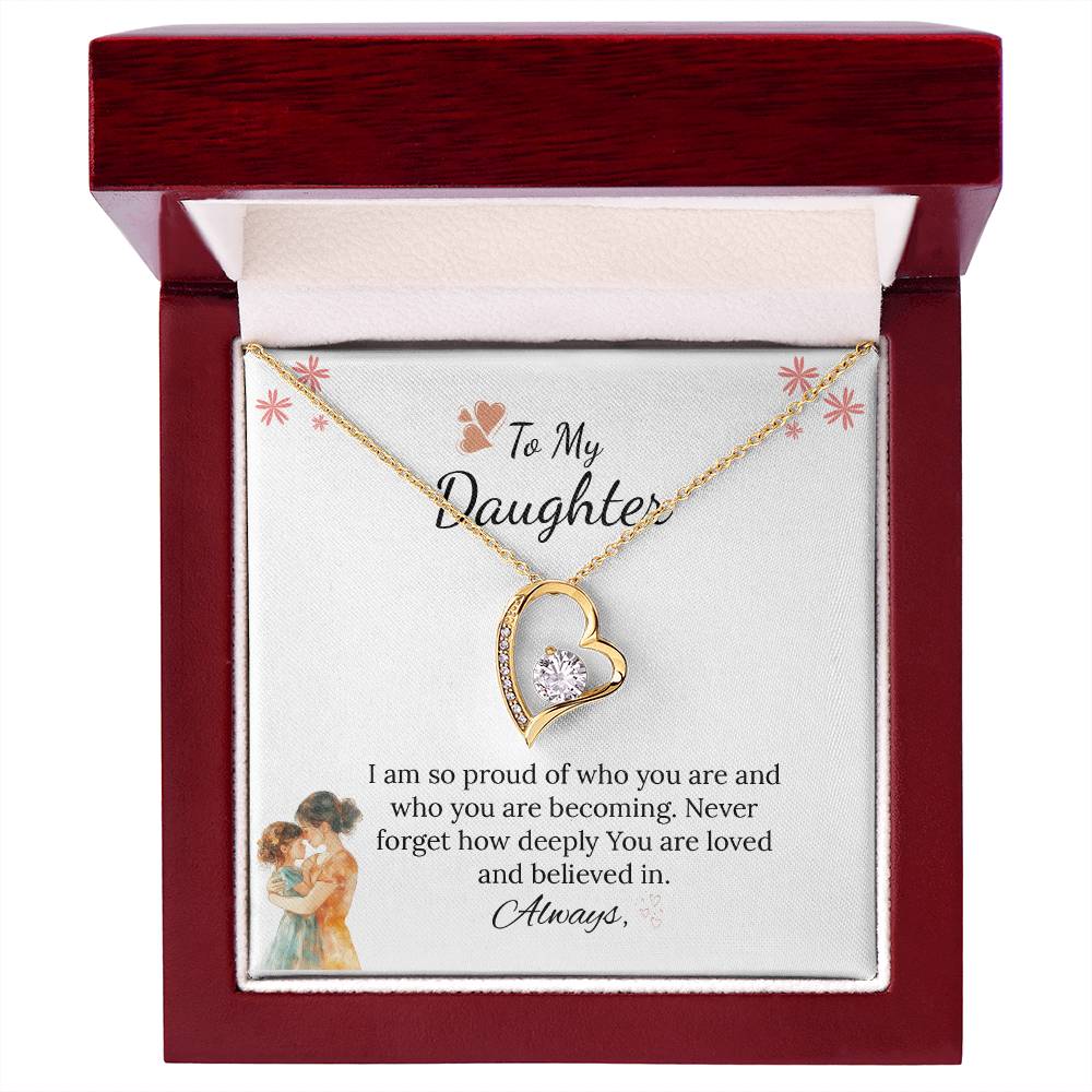 To My Daughter Forever Love Necklace in Luxury and Black & White Standard Box