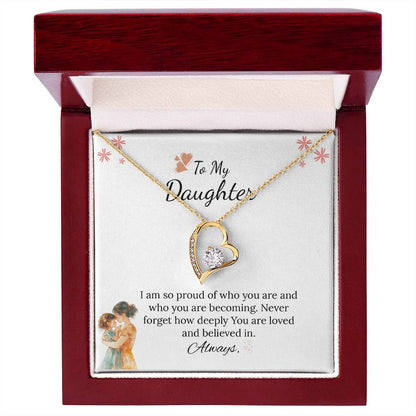 To My Daughter Forever Love Necklace in Luxury and Black & White Standard Box