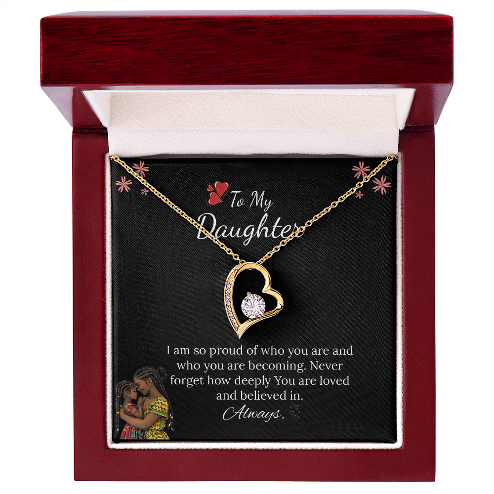 African American - To My Daughter Forever Love Necklace in Luxury and Black & White Standard Box