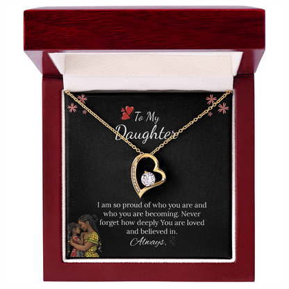 African American - To My Daughter Forever Love Necklace in Luxury and Black & White Standard Box