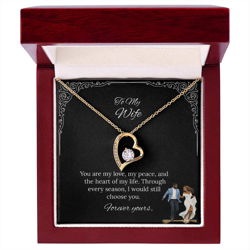 African American - To My Wife Forever Love Necklace in Luxury or Standard Black & White Box