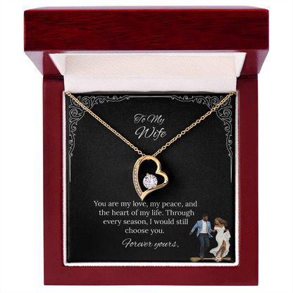 African American - To My Wife Forever Love Necklace in Luxury or Standard Black & White Box