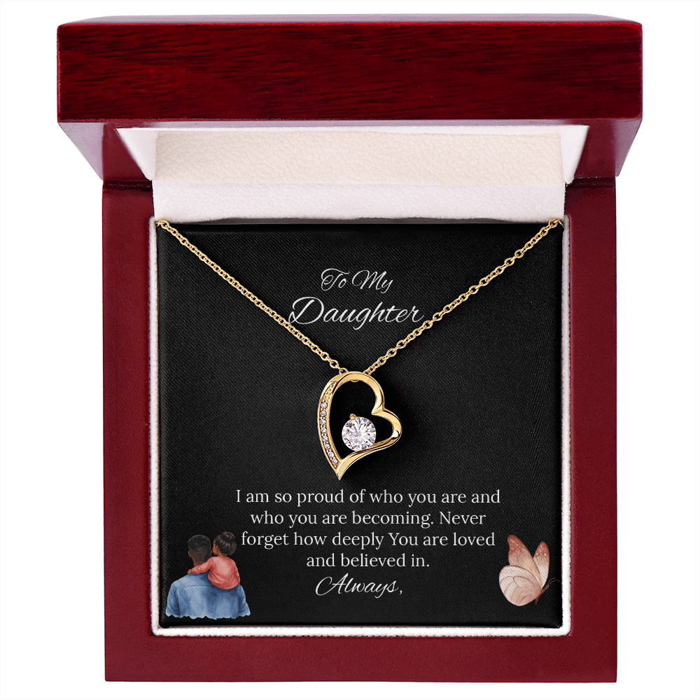 African American Father-Daughter - To My Daughter Forever Love Necklace in Luxury and Black & White Standard Box