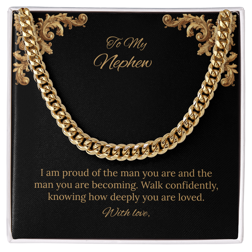 To My Nephew Cuban Link Chain (Stainless Steel and Yellow Gold)
