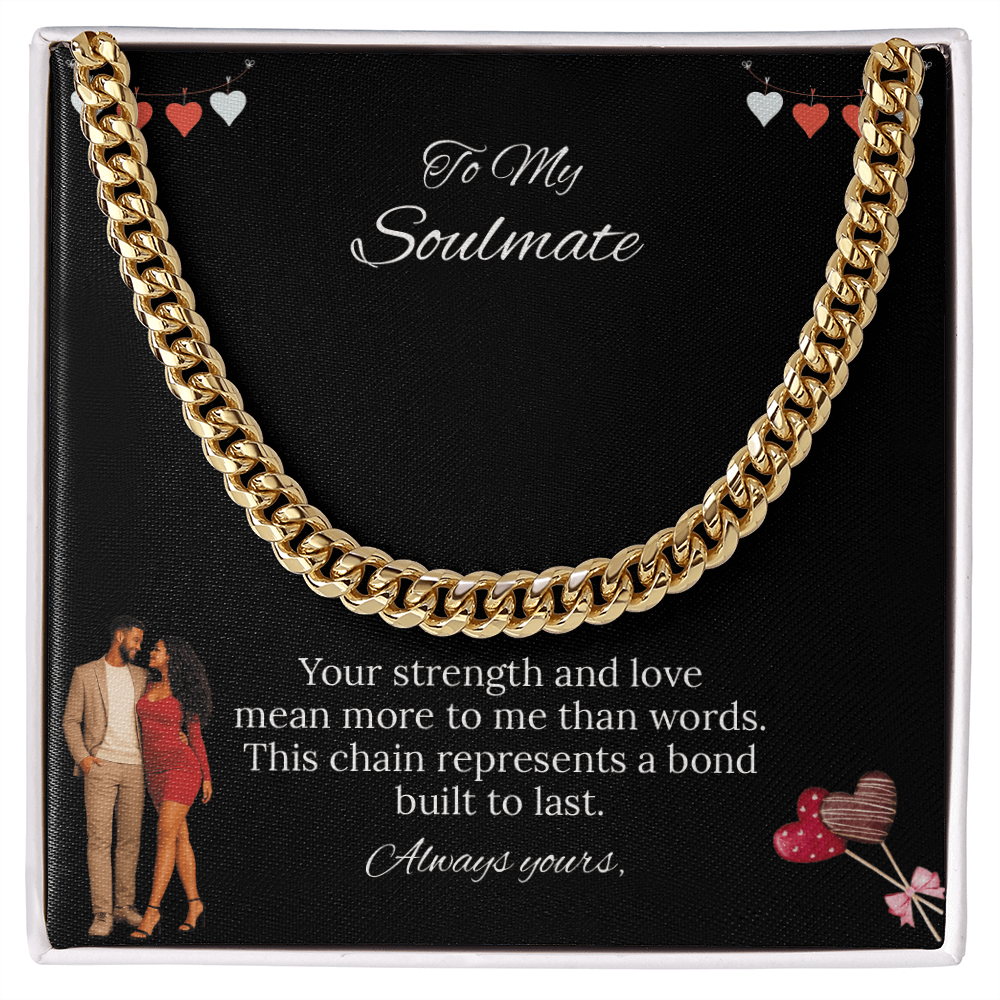 Africa American - To My Soulmate Cuban Link Chain (Stainless Steel and Yellow Gold)