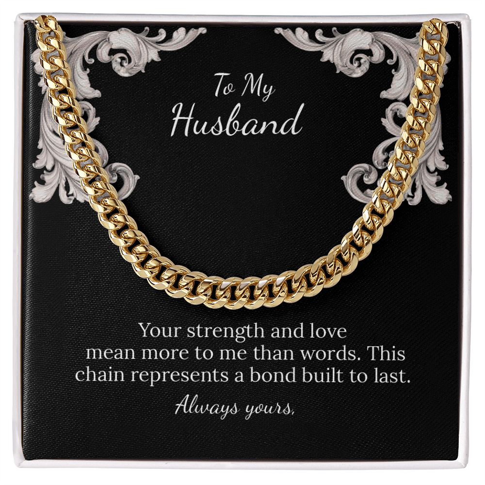 To My Husband Cuban Link Chain (Stainless Steel and Yellow Gold)
