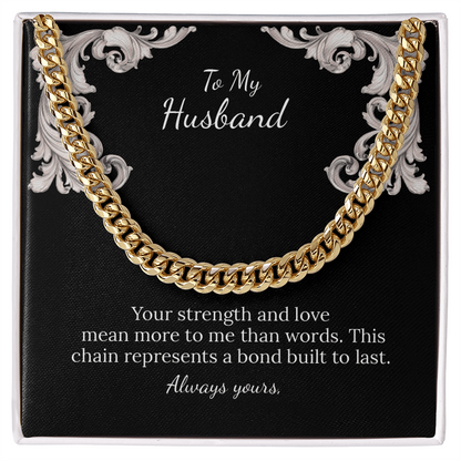 To My Husband Cuban Link Chain (Stainless Steel and Yellow Gold)