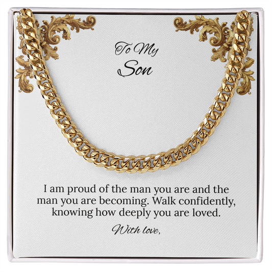 To My Son Cuban Link Chain (Stainless Steel and Yellow Gold)