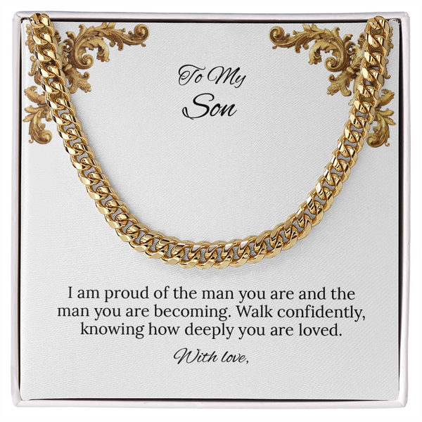 To My Son Cuban Link Chain (Stainless Steel and Yellow Gold)