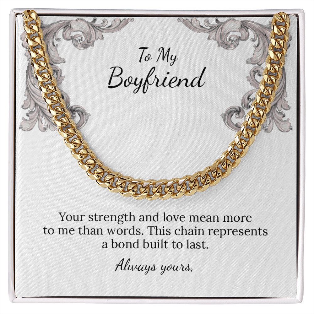 To My Boyfriend Cuban Link Chain (Stainless Steel and Yellow Gold)