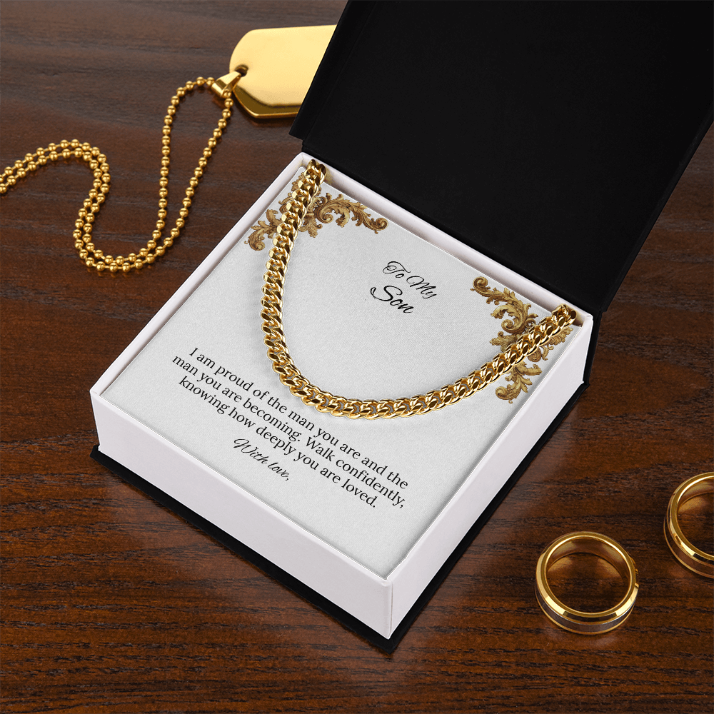 To My Son Cuban Link Chain (Stainless Steel and Yellow Gold)