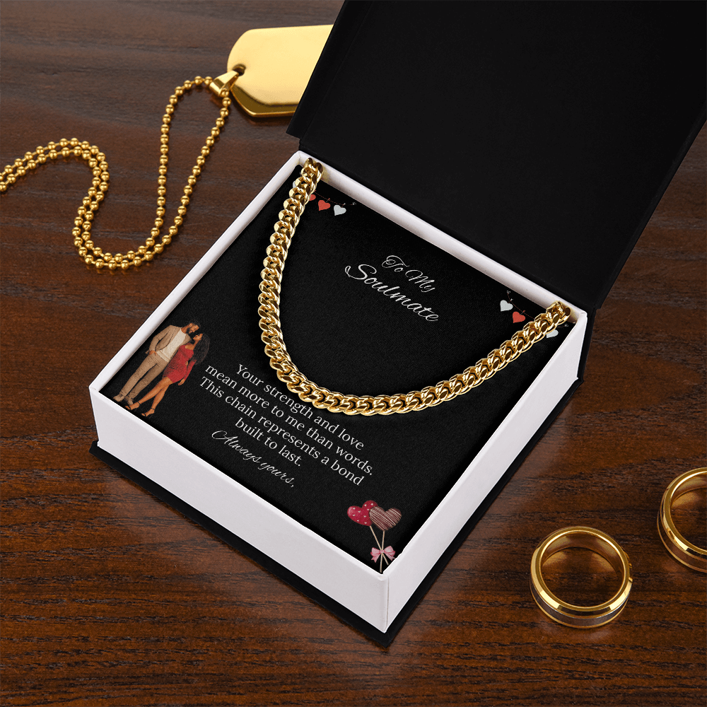 Africa American - To My Soulmate Cuban Link Chain (Stainless Steel and Yellow Gold)