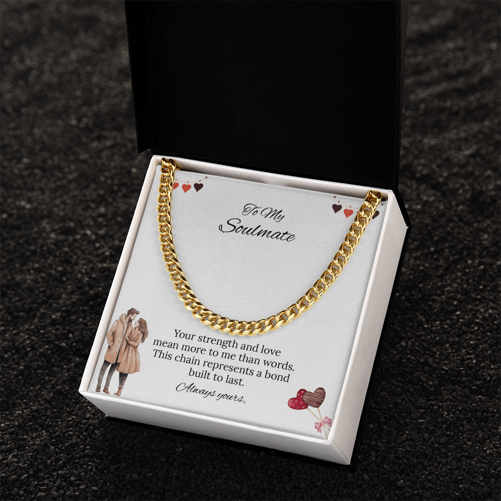 To My Soulmate Cuban Link Chain (Stainless Steel and Yellow Gold)