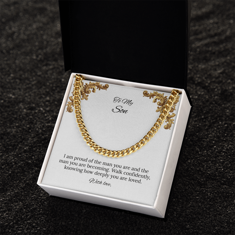 To My Son Cuban Link Chain (Stainless Steel and Yellow Gold)