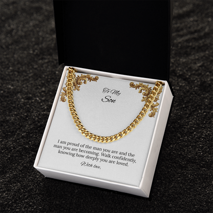 To My Son Cuban Link Chain (Stainless Steel and Yellow Gold)