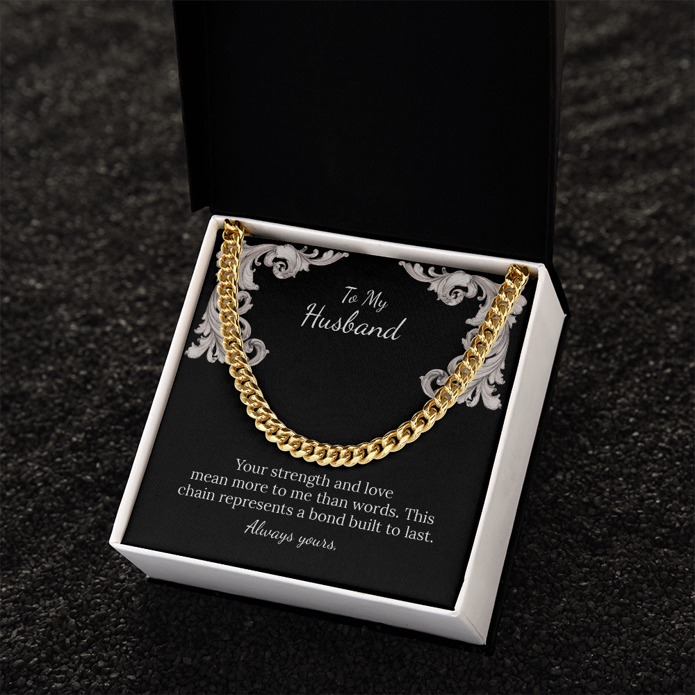 To My Husband Cuban Link Chain (Stainless Steel and Yellow Gold)