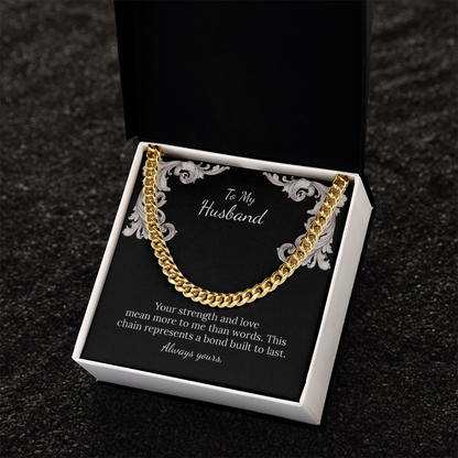 To My Husband Cuban Link Chain (Stainless Steel and Yellow Gold)