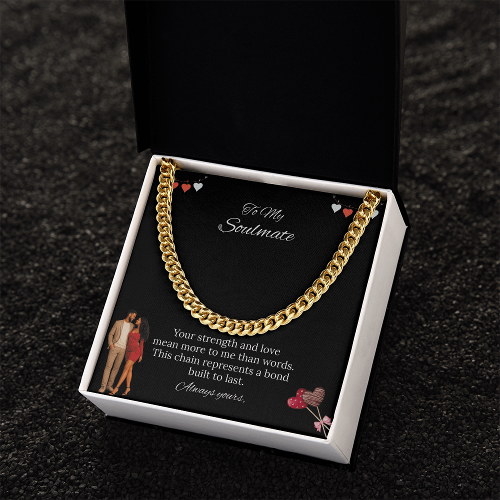 Africa American - To My Soulmate Cuban Link Chain (Stainless Steel and Yellow Gold)